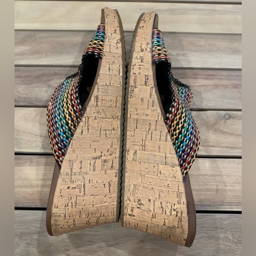 Skechers Beverlee Multi Color Wedges Cork Shoes Sandals Women's Size 10 - Picture 4 of 12